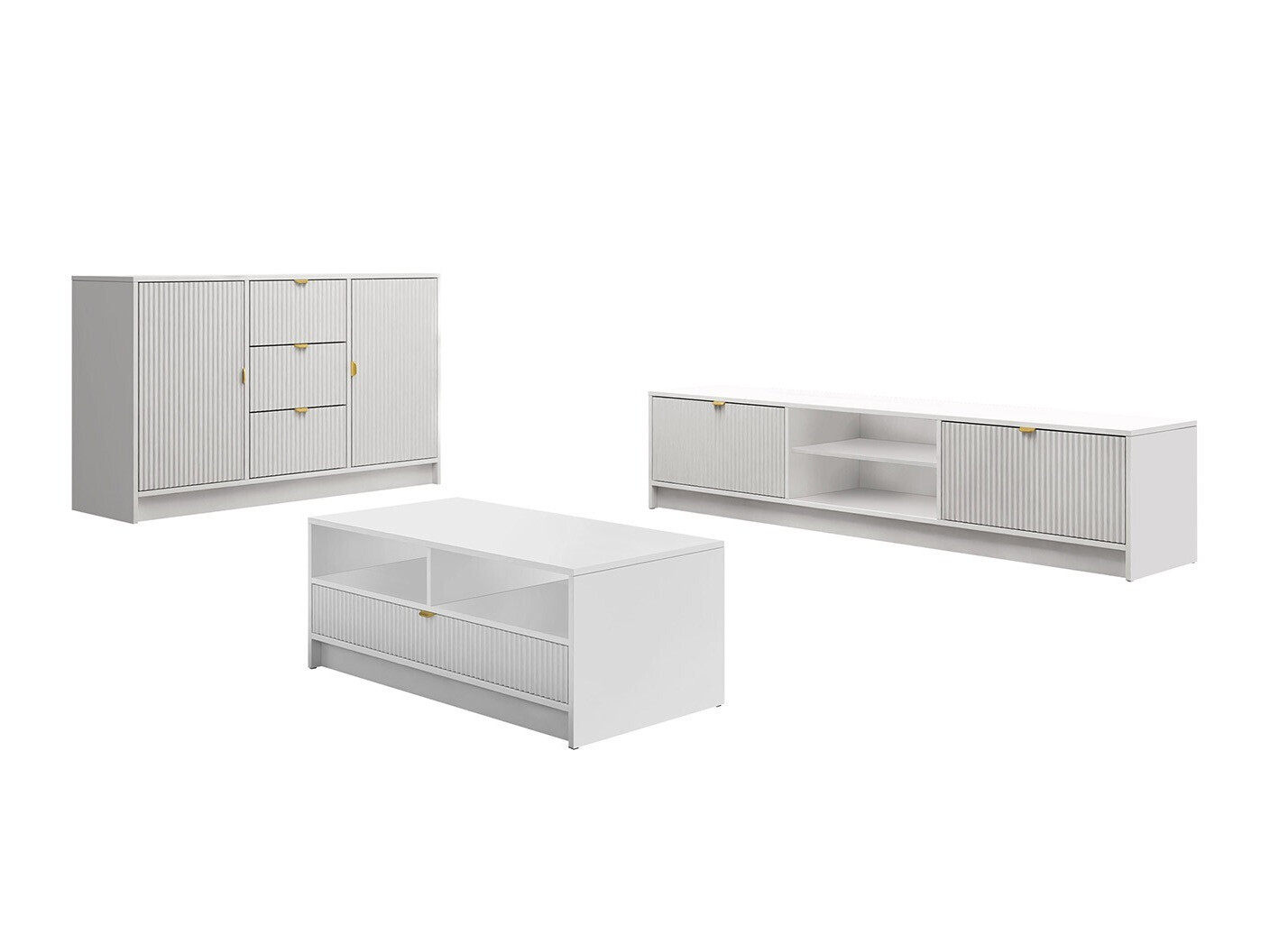 Ensemble de salon Comfivo Larmire 107 (Blanc)
