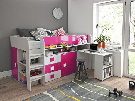 Lit Hartford 190 (Blanc + Rose brillant + Blanc brillant)