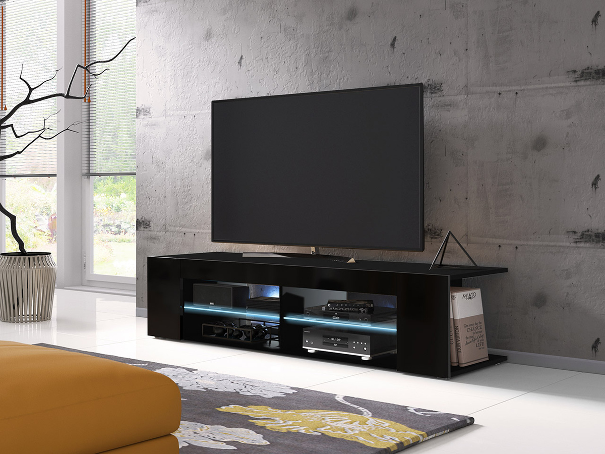Meuble TV Ver I (Noir + Noir brillant)