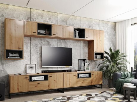 Ensemble de salon Baltesi 113 (Chêne Artisan + Noir)