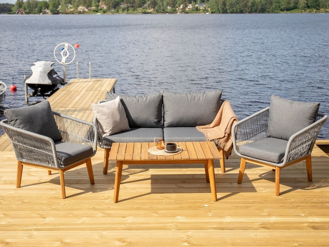Ensemble de mobilier de jardin Dallas 661 (Gris + Acacia)