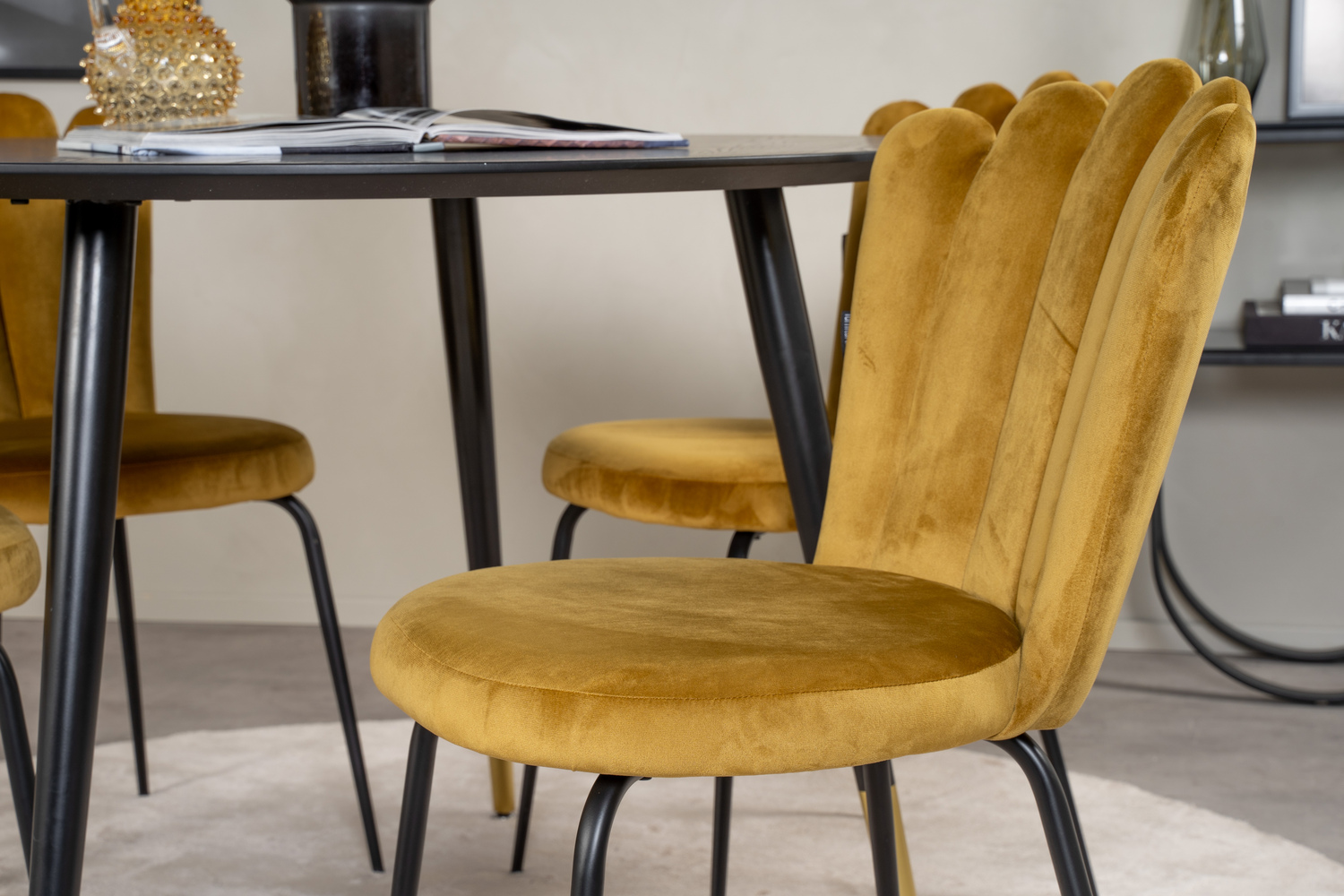 Salle à manger complète Dallas 1177 (Jaune + Noir)