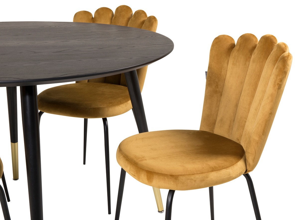 Salle à manger complète Dallas 1177 (Jaune + Noir)