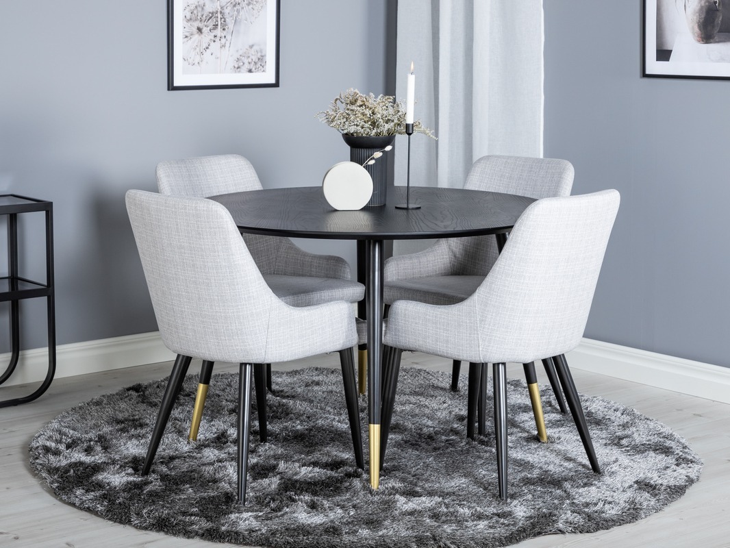 Salle à manger complète Dallas 1181 (Gris + Noir)