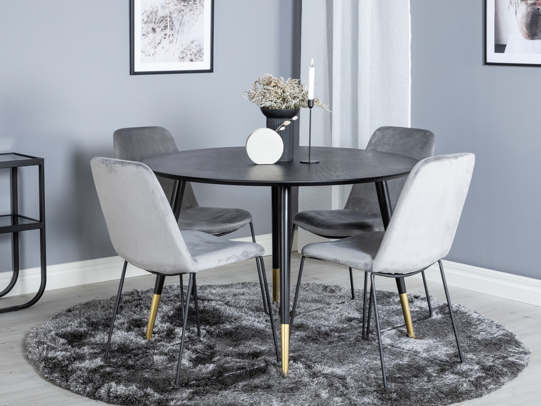 Salle à manger complète Dallas 1189 (Gris + Noir)