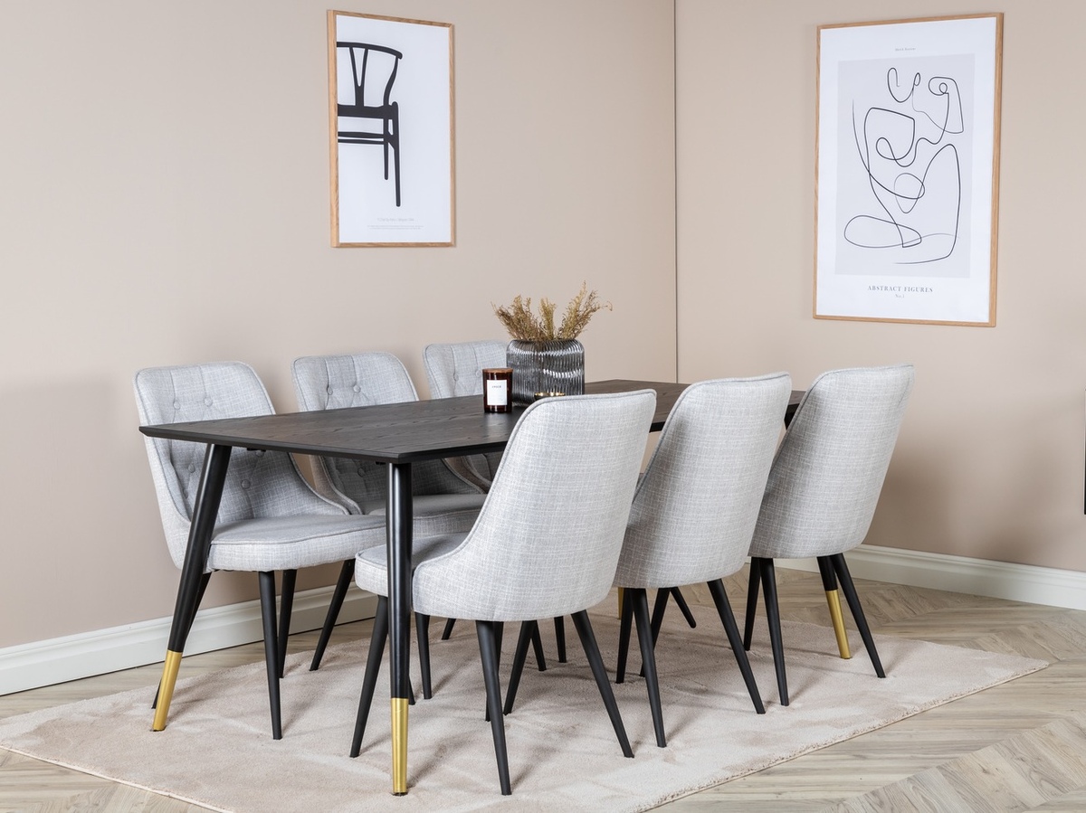 Salle à manger complète Dallas 1256 (Gris + Noir)