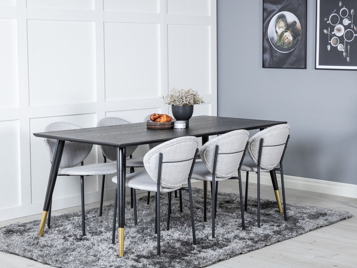 Salle à manger complète Dallas 1260 (Gris + Noir)