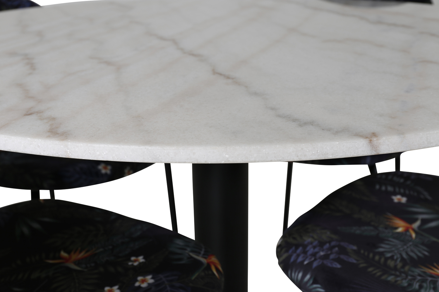 Salle à manger complète Dallas 1298 (Motif floral + Noir)