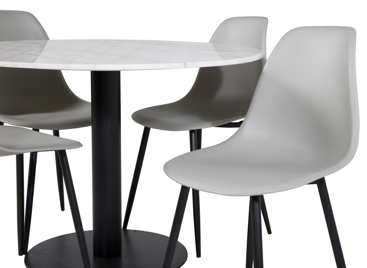 Salle à manger complète Dallas 1304 (Gris + Noir)