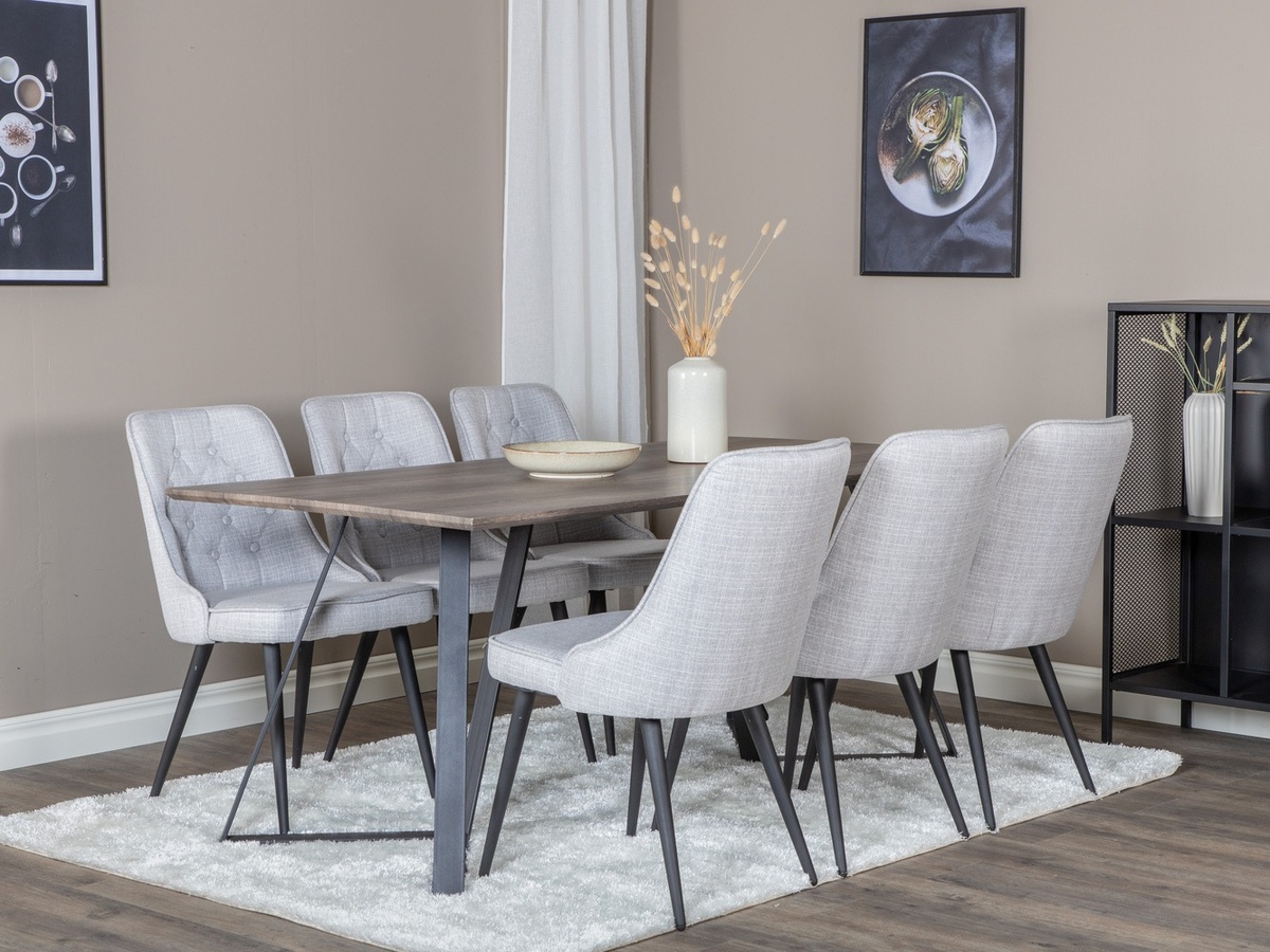 Salle à manger complète Dallas 1347 (Gris + Noir)