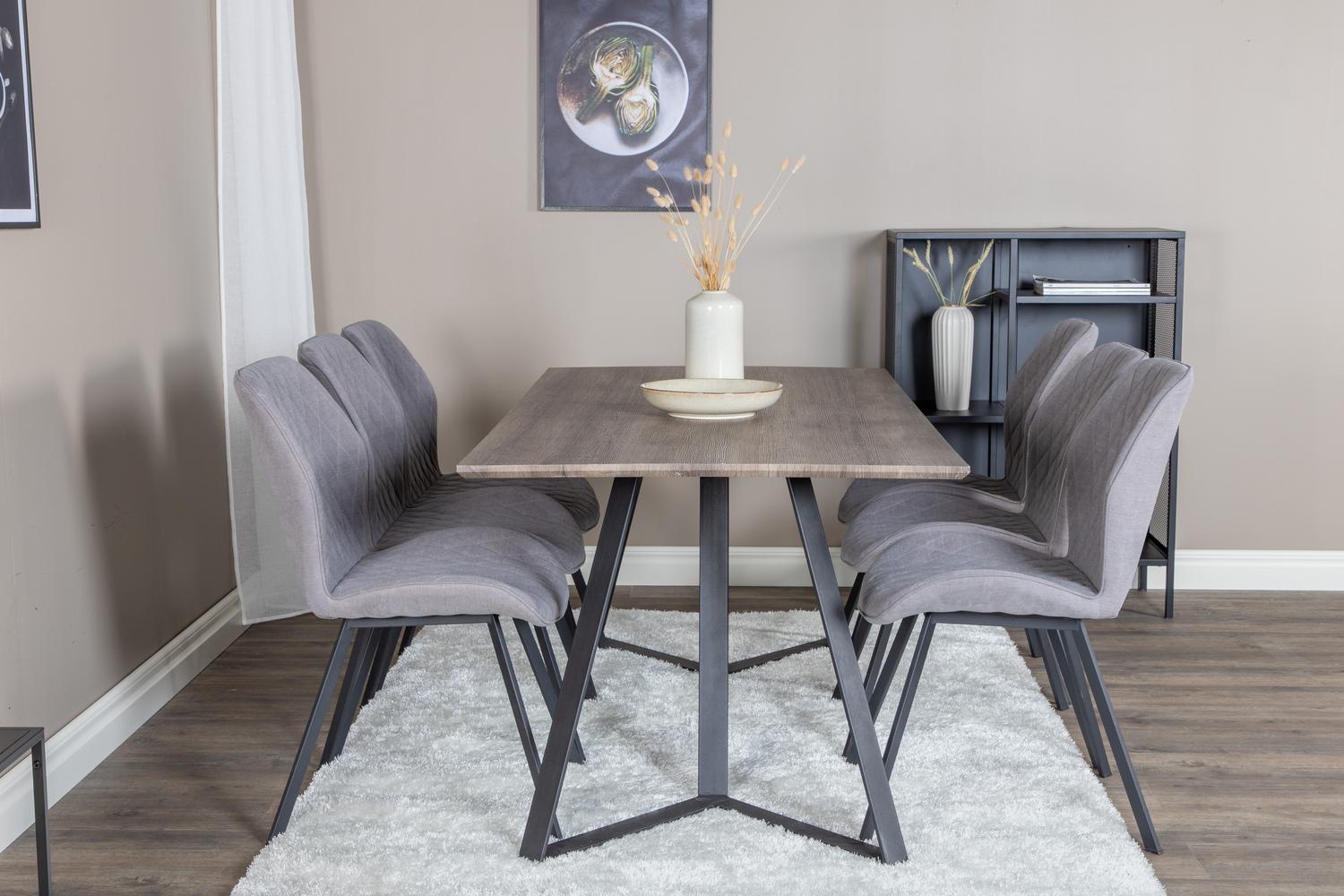 Salle à manger complète Dallas 1359 (Gris + Noir)