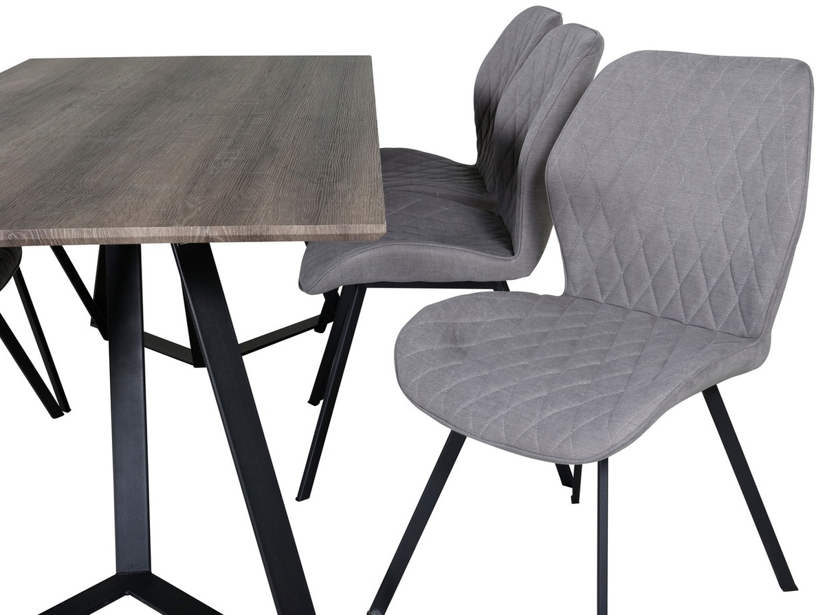 Salle à manger complète Dallas 1359 (Gris + Noir)
