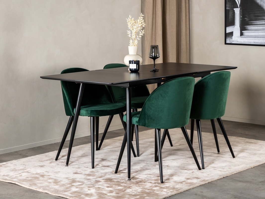 Salle à manger complète Dallas 1521 (Vert + Noir)