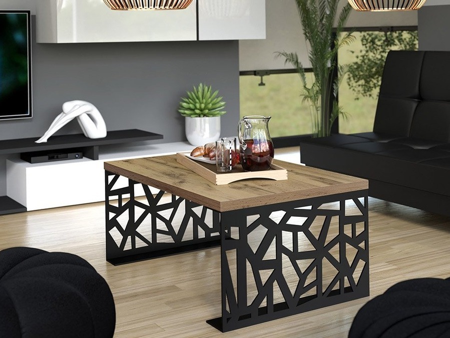 Table basse Germantown 101 (Noir mat + Chêne)