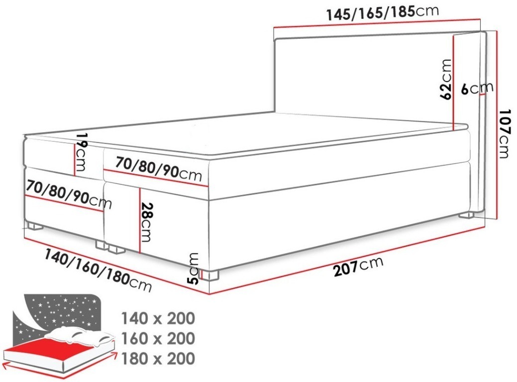 Lit boxspring Memphis 102 (Rico 03)