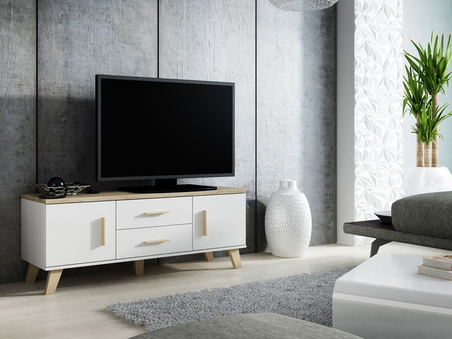 Meuble TV Larfloi 103 (Blanc + Sonoma chêne)