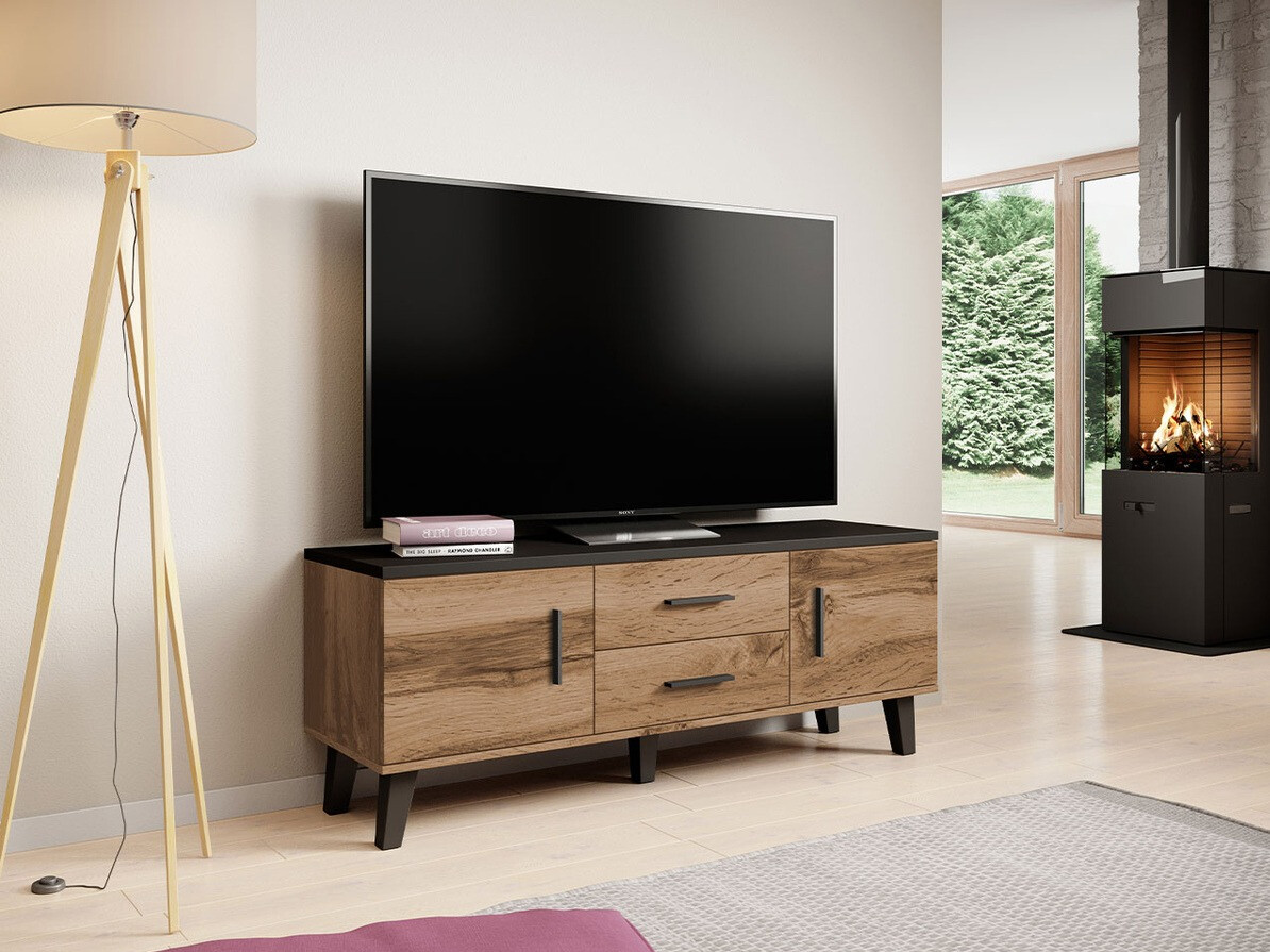 Meuble TV Larfloi 103 (Chêne wotan + Noir)