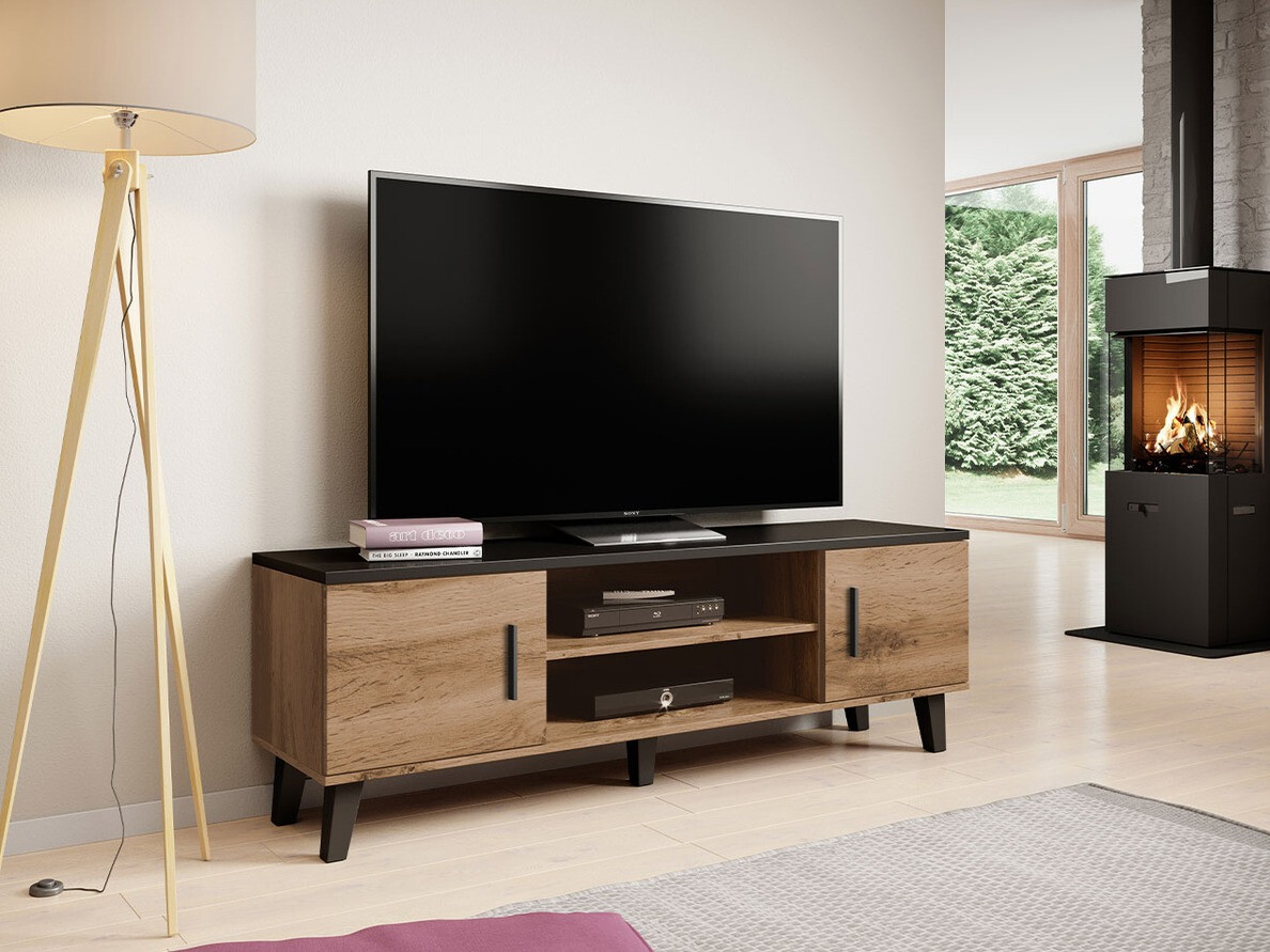 Meuble TV Larfloi 108 (Chêne wotan + Noir)