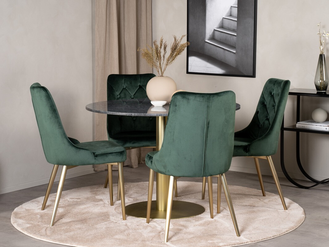 Salle à manger complète Dallas 370 (Vert + Doré)