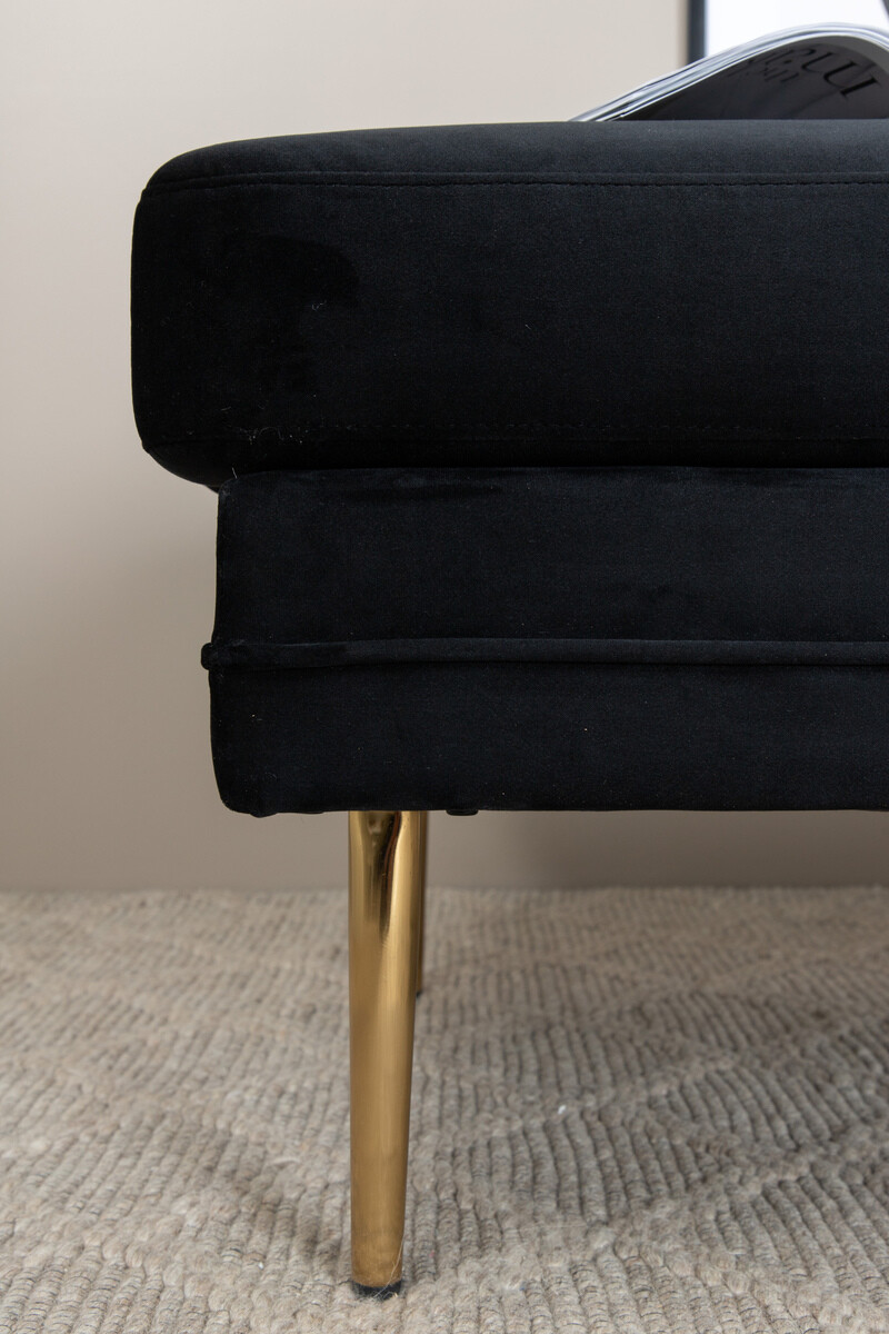 Banc rembourré Dallas 2653 (Noir + Doré)
