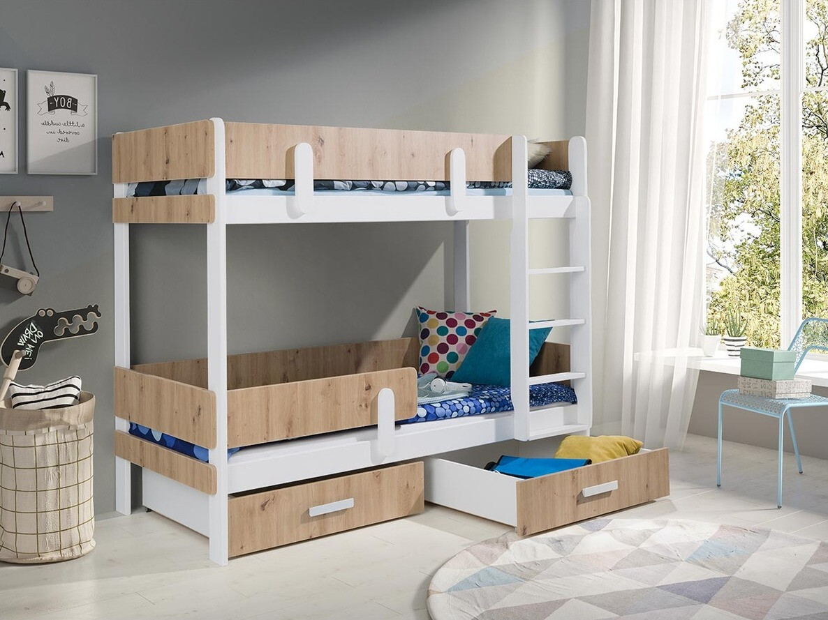 Lit superposé Henderson 144 (Blanc + Chêne Artisan)