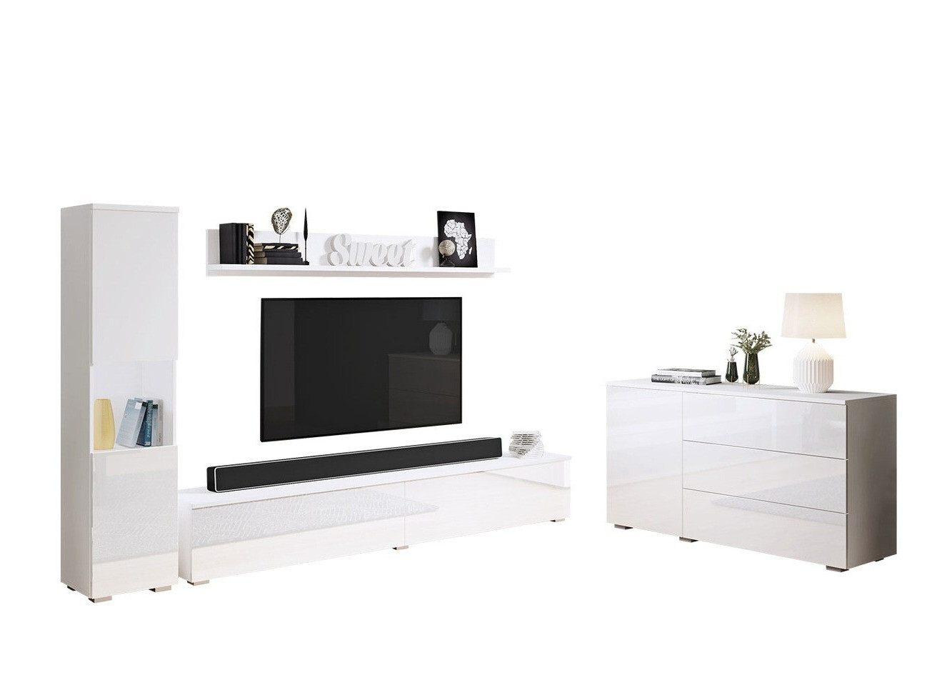 Ensemble de salon Sarasota 132 (Blanc + Blanc brillant)