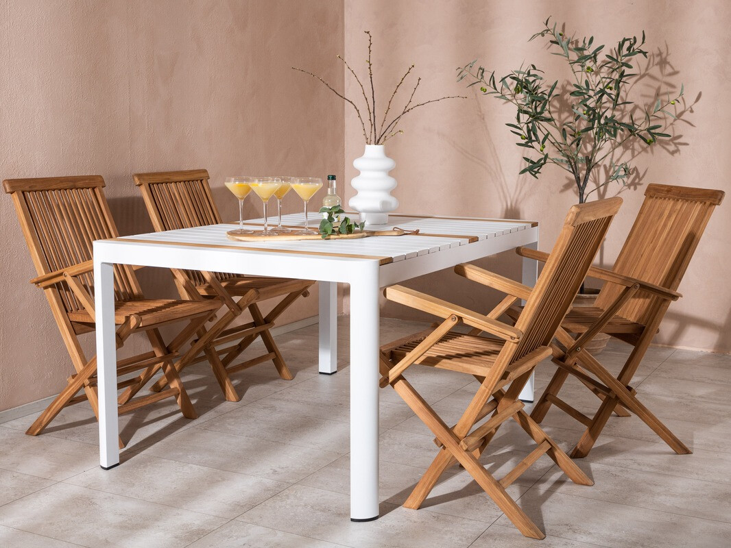 Table de jardin Dallas 2828 (Blanc + Marron)