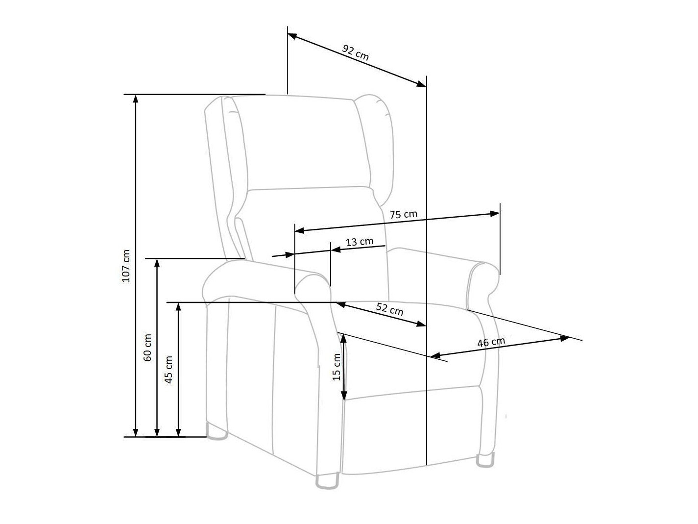 Fauteuil relax Houston 854 (Gris)