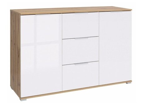 Commode Tivetra 101 (Chêne wotan + Blanc brillant)