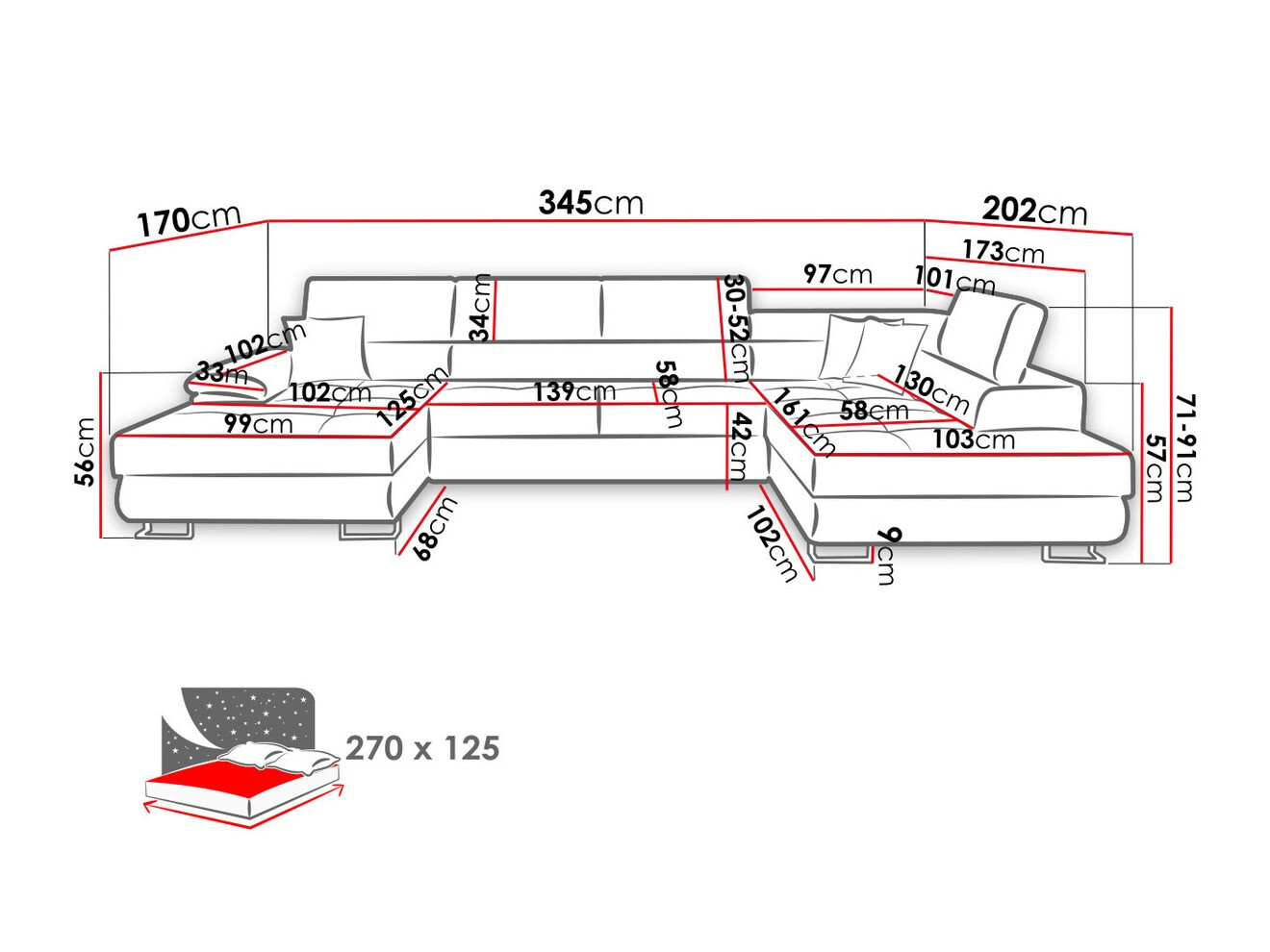 Canapé d'angle Comfivo Ruta IV (Soft 017 + Lux 06 + Soft 017)