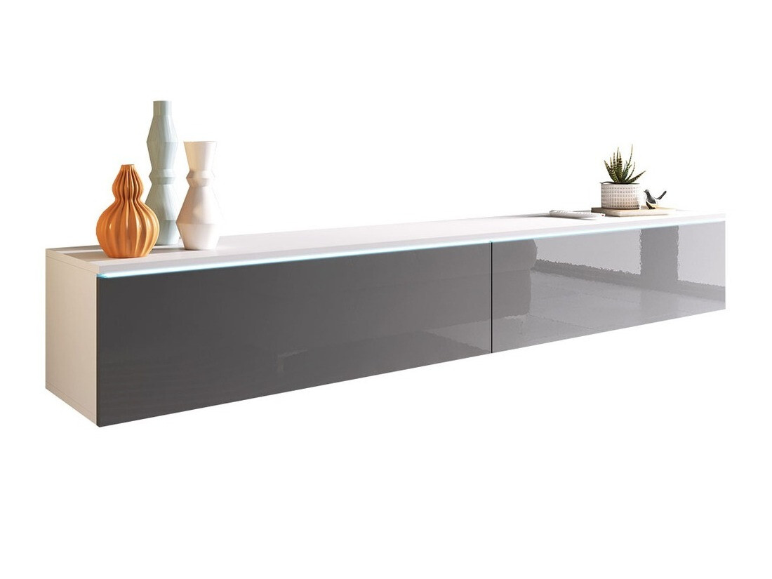 Meuble TV Scientia I (Blanc + Gris brillant)