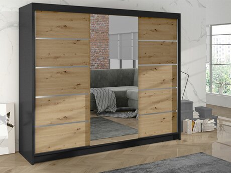 Armoire Closico 161 (Noir + Chêne Artisan)