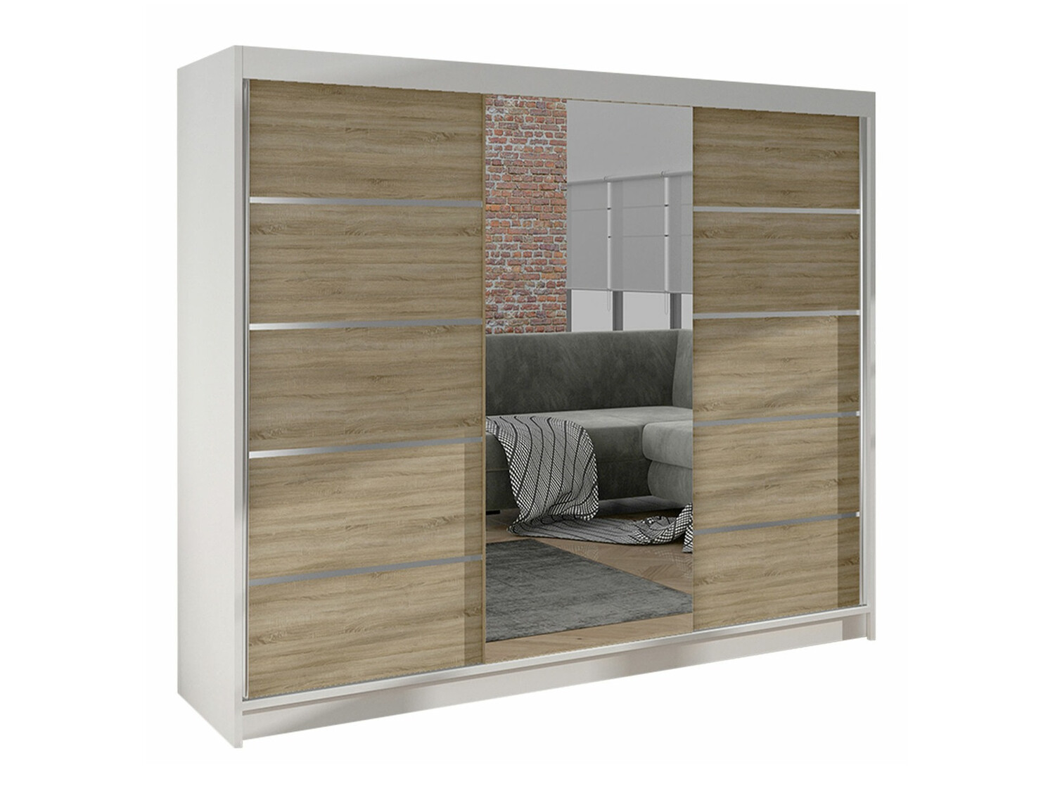 Armoire Closico Durion IV (Blanc + Sonoma chêne)