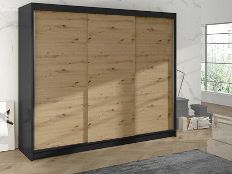 Armoire Closico 159 (Noir + Chêne Artisan)