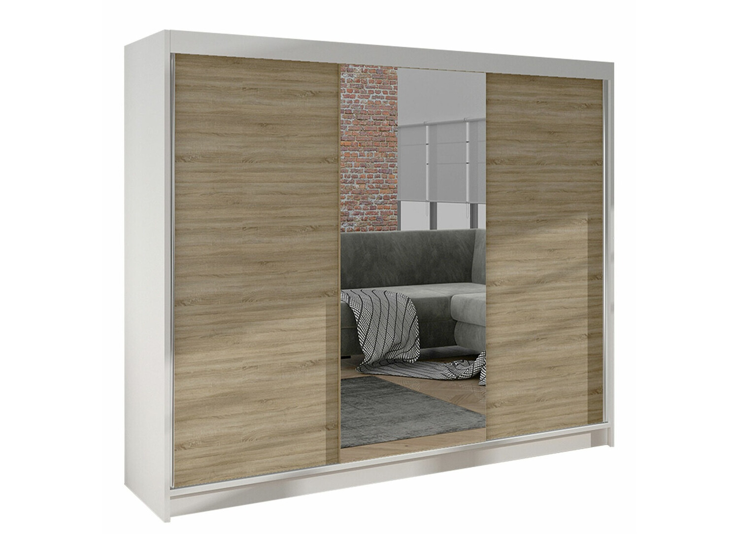 Armoire Closico Durion I (Blanc + Sonoma chêne)