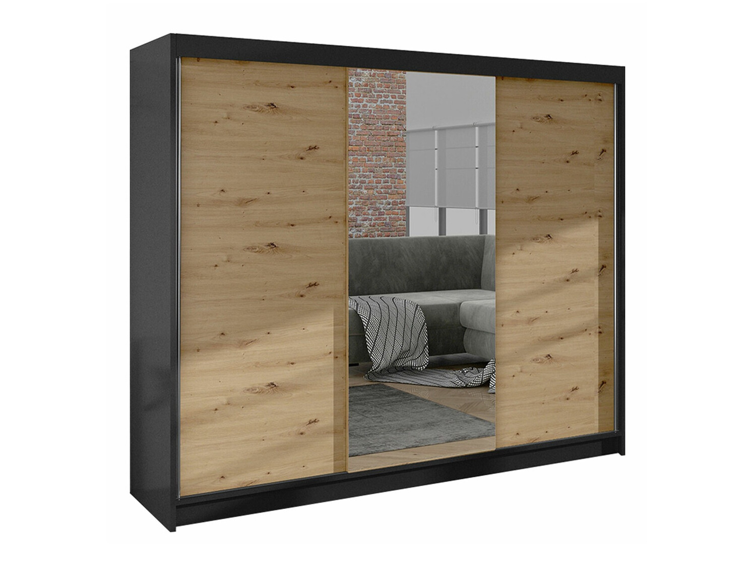 Armoire Closico Durion I (Noir + Chêne Artisan)