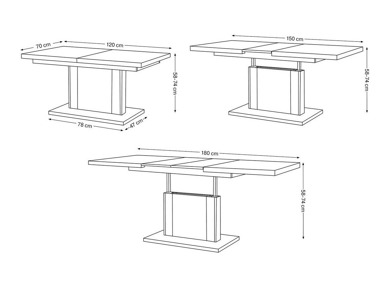Transforming table basse Glendale 103 (Sonoma chêne + Blanc)