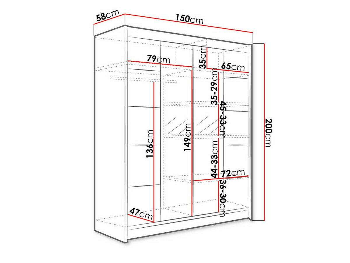Armoire Closico 146 (Noir + Blanc)