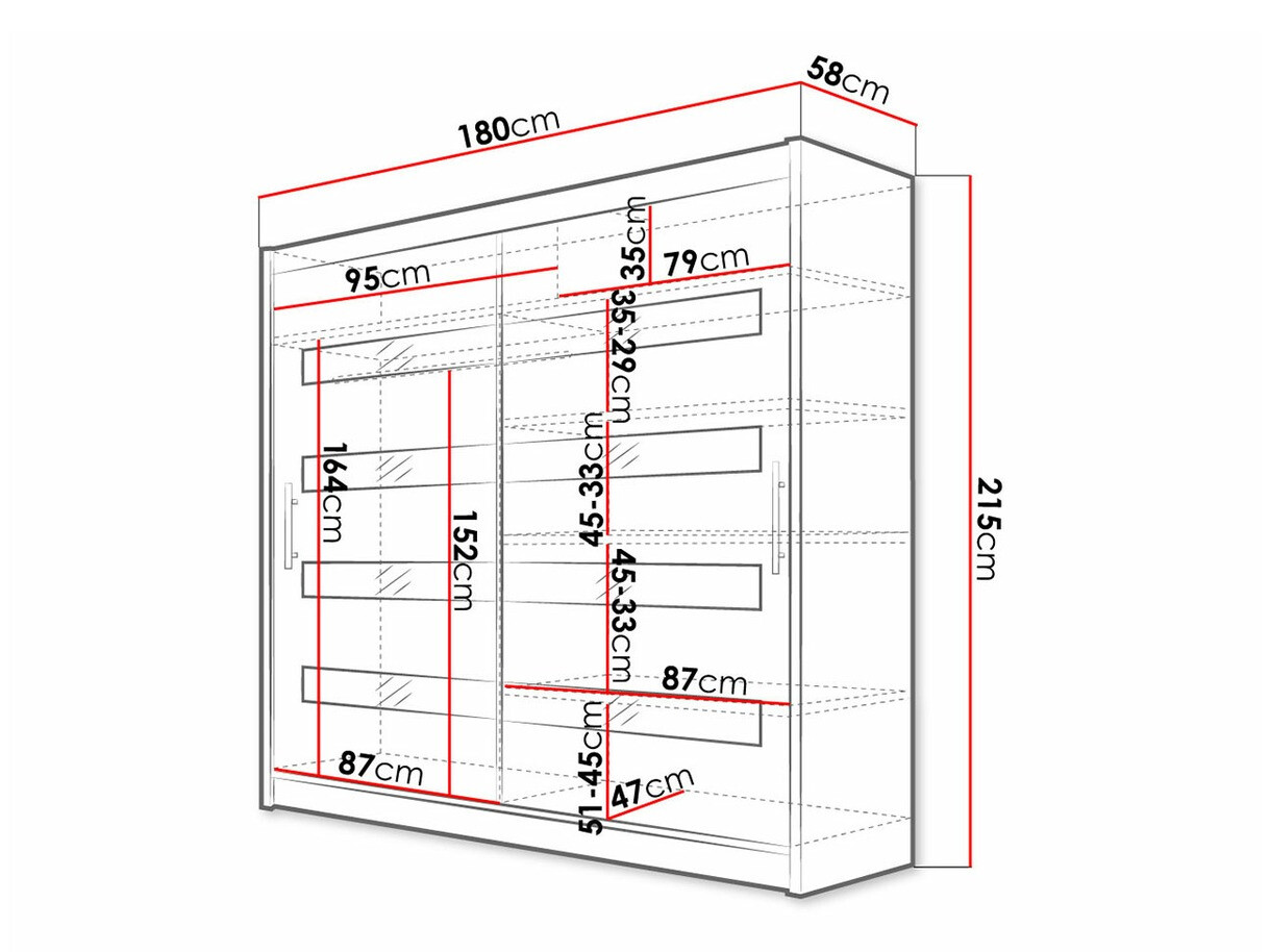 Armoire Closico Pallor XI (Blanc + Noir brillant)