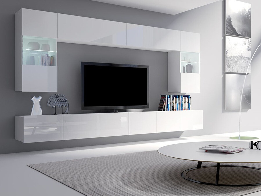 Ensemble de salon Remus I (Blanc + Blanc brillant)