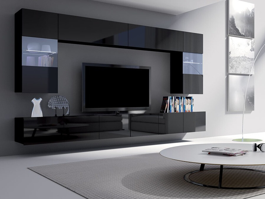 Ensemble de salon Remus I (Noir + Noir brillant)