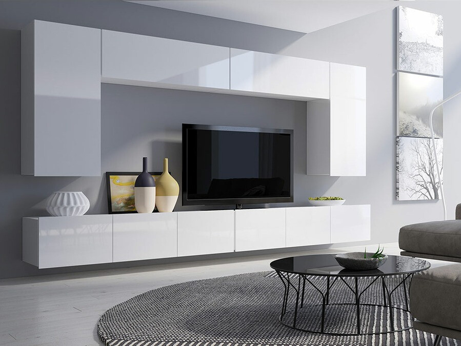 Ensemble de salon Remus XIII (Blanc + Blanc brillant)