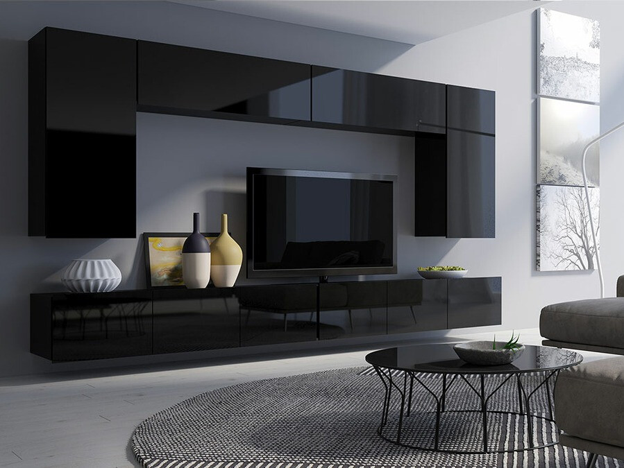 Ensemble de salon Remus XIII (Noir + Noir brillant)