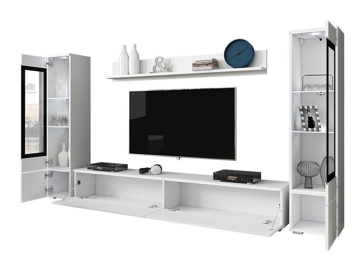 Ensemble de salon Mirfivo 101 (Blanc + Blanc brillant)