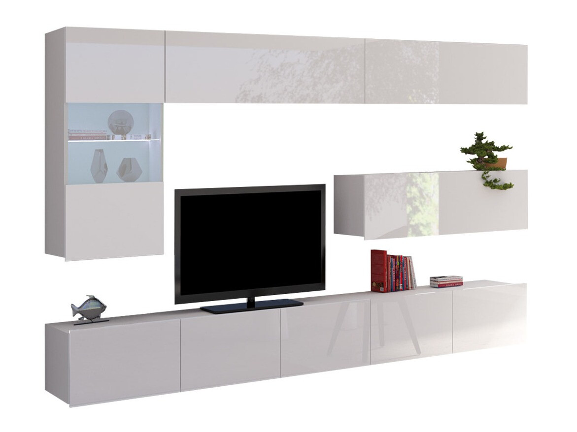 Ensemble de salon Remus IV (Blanc + Blanc brillant)