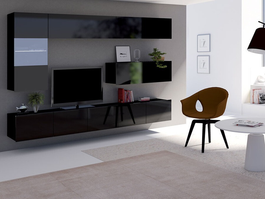 Ensemble de salon Remus IV (Noir + Noir brillant)