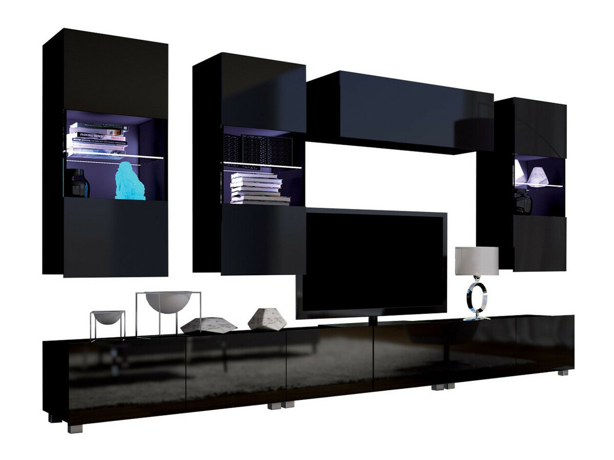 Ensemble de salon Remus XI (Noir + Noir brillant)