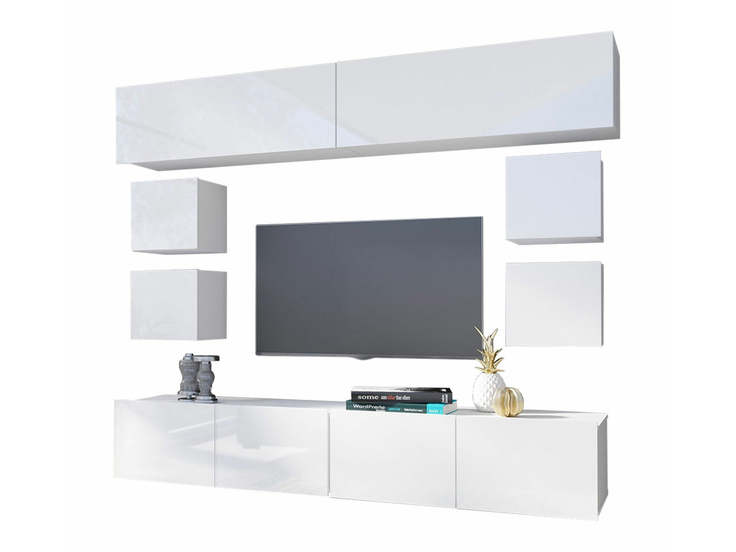 Ensemble de salon Tivdalu 134 (Blanc + Blanc brillant)