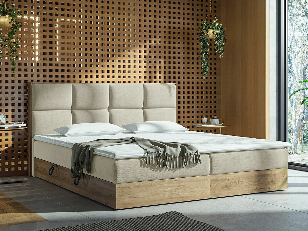 Lit continental ComfiDream 165 (Chêne doré + Soro 21)