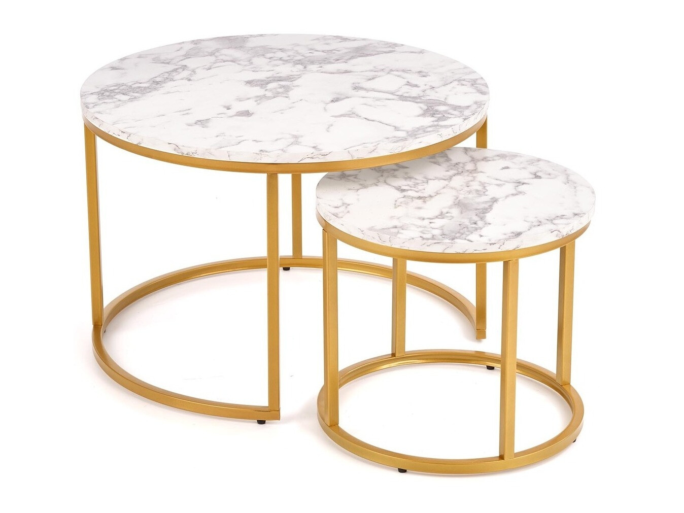 Ensemble tables basses Houston 2213 (Marbre blanc + Doré)